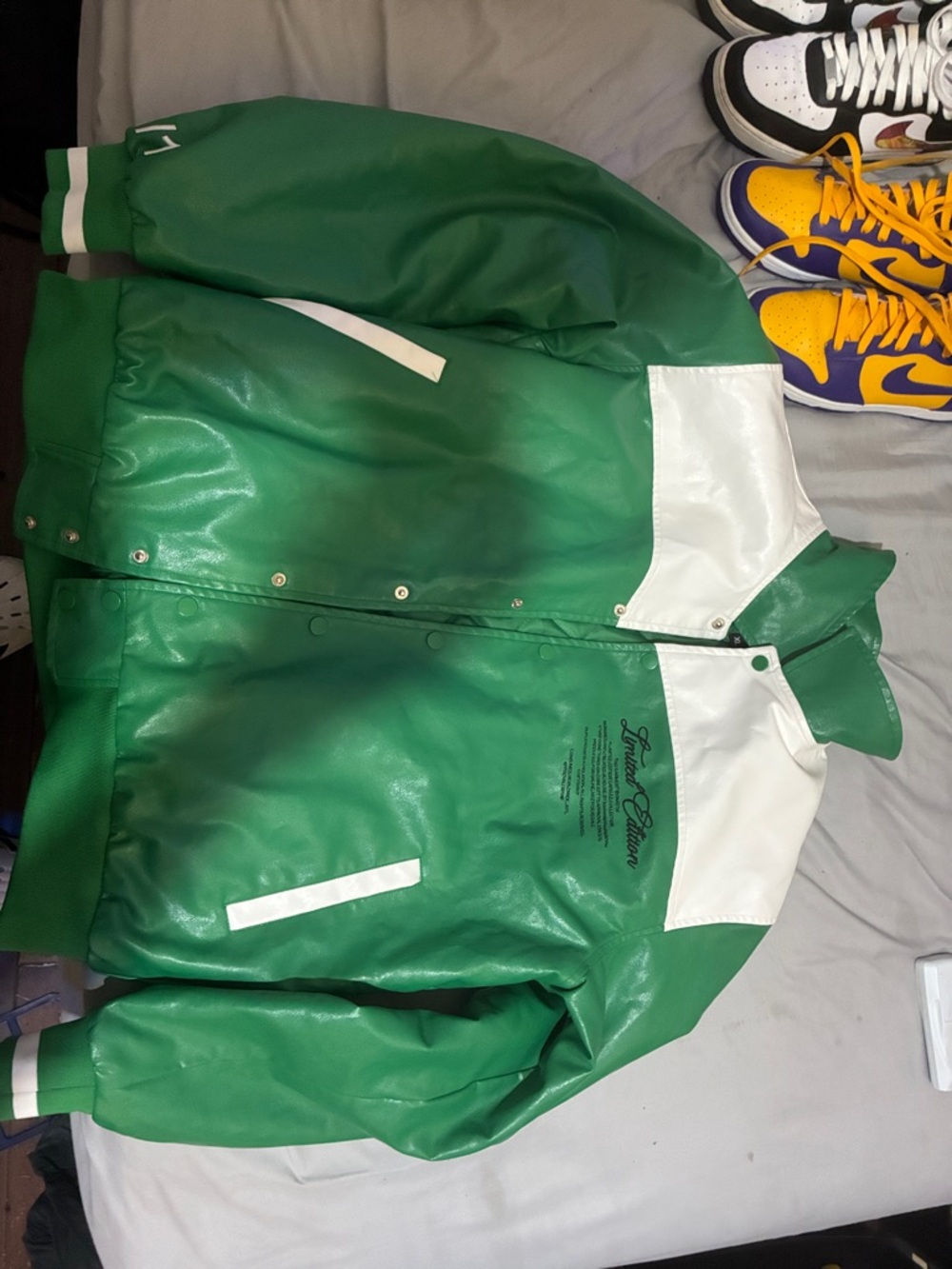 Green and White Men's Varsity Jacket